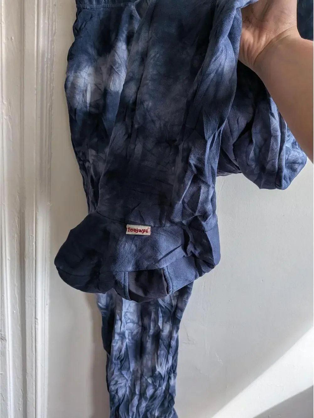 Feejays Pants Mens 2XL Blue Tie Dye Fleece Footed Lounge Sweatpants Winter